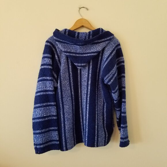 Artesanias Mickey Mexican Baja Poncho Hoodie Surfer Skater Drug Rug Pullover L - Picture 6 of 8